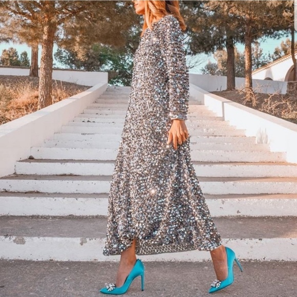 🌸HP🌸Zara Limited Edition Mesh Sequin Dress - Picture 2 of 6